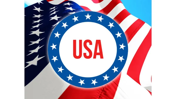 Usa Verkiezing Een Achtergrond Rendering Verenigde Staten Vlag Zwaaien Wind — Stockfoto
