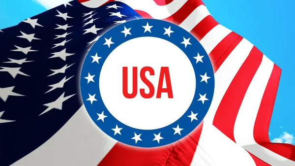 アメリカの背景 レンダリングのアメリカの選挙 アメリカ合衆国の旗風になびかせて 自由民主主義 米国概念 私たちの大統領選挙バナー背景があります — ストック写真