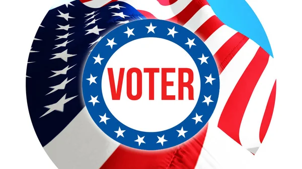 Voter Election Usa Background Rendering United States America Flag Waving — Stock Photo, Image