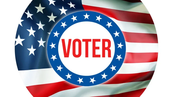 Voter Election Usa Background Rendering United States America Flag Waving — Stock Photo, Image