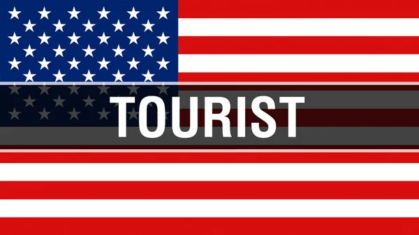 Touriste Sur Fond Drapeau Américain Rendu Drapeau Des États Unis — Photo