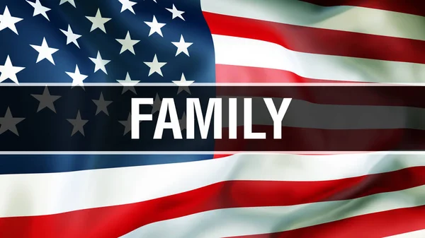 Familj Usa Flagga Bakgrund Rendering Sverige Flagga Vajande Vinden Stolt — Stockfoto