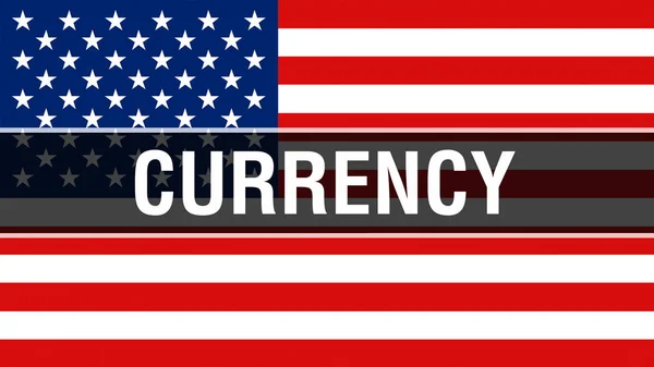 アメリカの旗の背景 レンダリングの通貨 アメリカ合衆国の旗風になびかせて 誇りに思ってアメリカの旗 アメリカの通貨の概念 私たちはアメリカの通貨記号比較とシンボルします — ストック写真