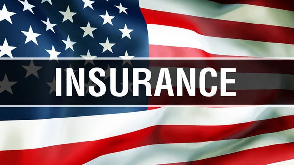 Versicherung Auf Einem Flaggenhintergrund Rendering Vereinigte Staaten Von Amerika Fahne — Stockfoto