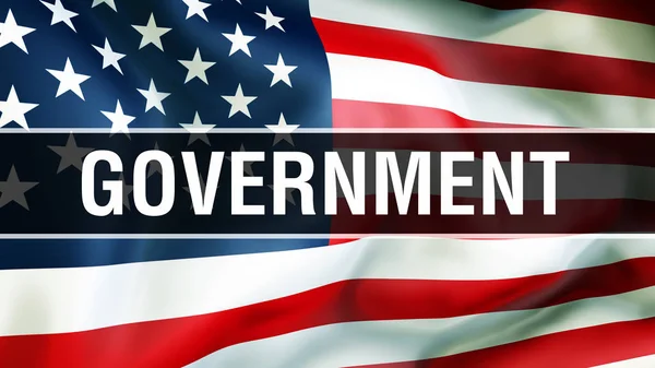 政府在一个 Usa 旗帜的背景 美国国旗在风中飘扬 骄傲的美国国旗飘扬 美国政府的概念 美国符号与美国政府标志背景 — 图库照片