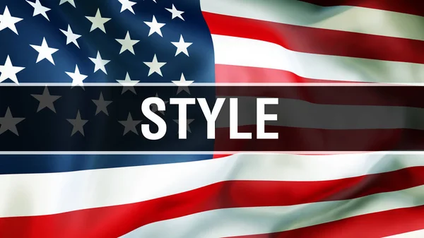 Tyyli Yhdysvaltain Lipun Taustalla Renderöinti Amerikan Yhdysvaltojen Lippu Heiluu Tuulessa — kuvapankkivalokuva