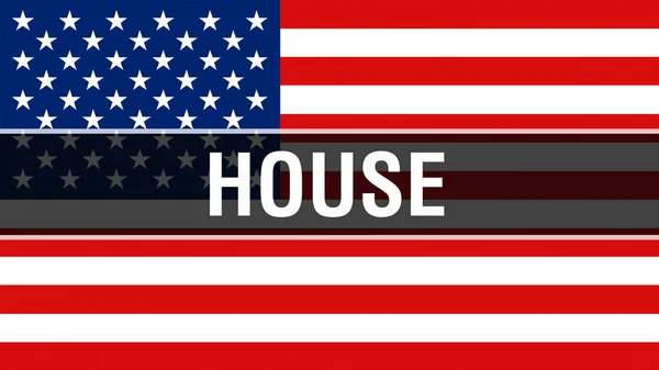 House Usa Flag Background Rendering United States America Flag Waving — Stock Photo, Image