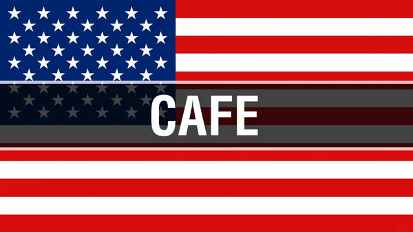 Cafe Usa Flag Background Rendering United States America Flag Waving — Stock Photo, Image