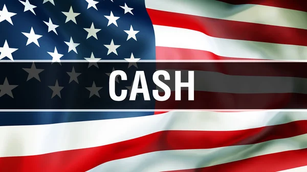 アメリカ国旗の現金の背景 レンダリング アメリカ合衆国の旗風になびかせて 誇りに思ってアメリカの旗 アメリカの現金の概念 私たちはアメリカの現金記号比較とシンボルします — ストック写真