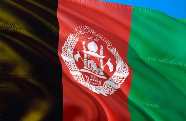 Afganistan bayrağı. 3D dalgalanan bayrak tasarım. Afganistan,'ın ulusal sembolü 3d render. Ulusal renkleri ve Afganistan Ulusal bayrak için bir arka plan. Ortadoğu oturum açma düzgün sil