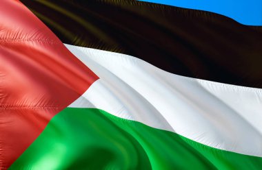 Palestine bayrak. 3D dalgalanan bayrak tasarım. Filistin,'ın ulusal sembolü 3d render. Ulusal renkleri ve Filistin Ulusal bayrak için bir arka plan. Ortadoğu oturum açma düzgün sil