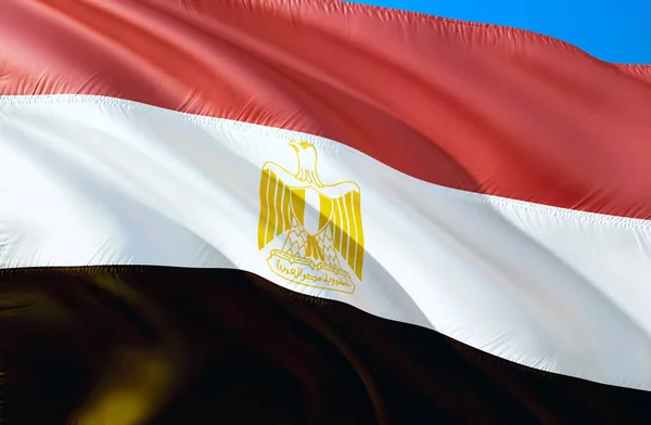 Egypt flag. 3D Waving flag design. The national symbol of Egypt, 3D rendering. National colors and National flag of Egypt for a background. Middle East sign on smooth sil
