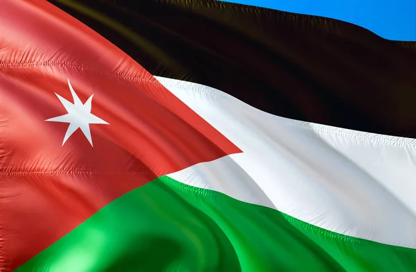 Vlag Van Jordanië Waving Vlag Ontwerp Het Nationale Symbool Van — Stockfoto