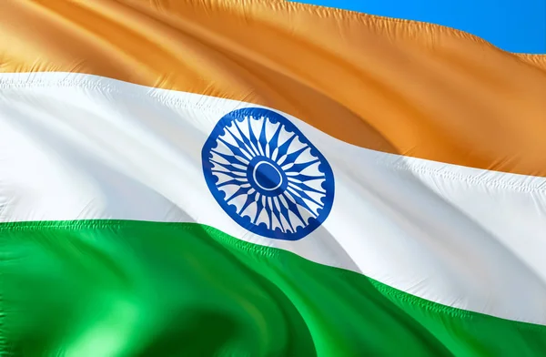 Indiase Vlag Waving Vlag Ontwerp Het Nationale Symbool Van India — Stockfoto