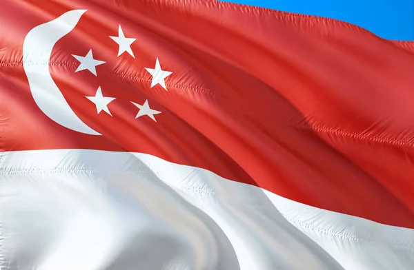 Bandeira Singapura Acenando Design Bandeira Símbolo Nacional Singapura Renderização Símbolo — Fotografia de Stock