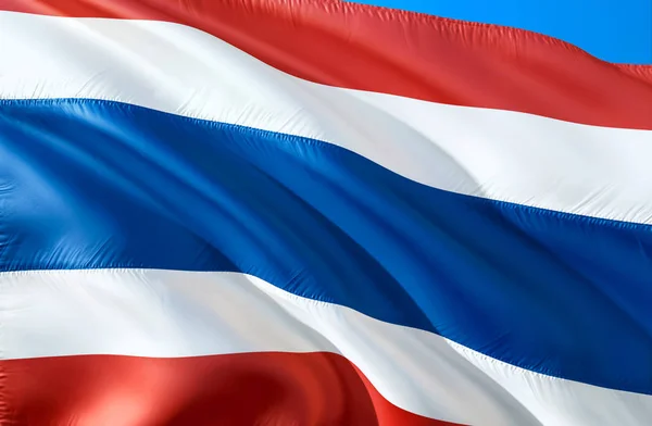 Drapeau Thaï Drapeau Agitant Design Symbole National Thaïlande Rendu Thaï — Photo