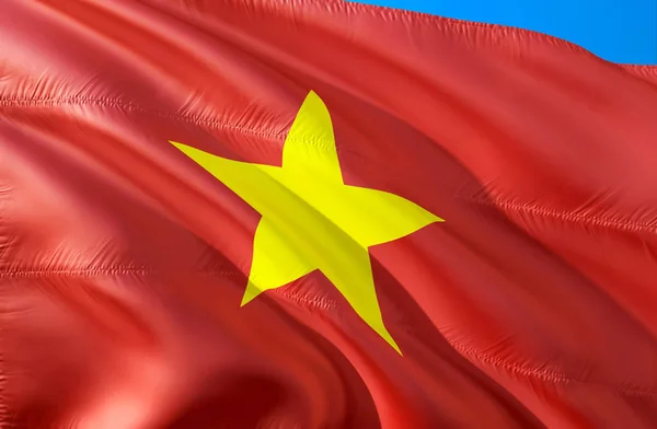 Vietnamská Vlajka Design Vlajky Mávat Národní Symbol Vietnamu Vykreslování Objektů — Stock fotografie