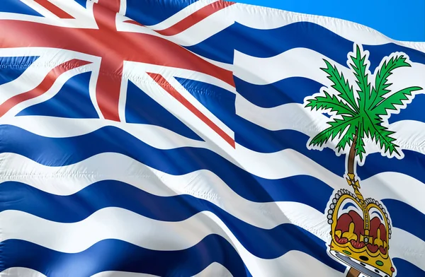 British Indian Ocean Territory flag. 3D Waving flag design. The national symbol of British Indian Ocean Territory, 3D rendering. National colors of British Indian Ocean Territory