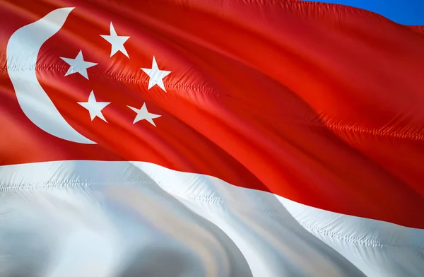 Vlajka Singapuru Design Vlajky Mávat Národní Symbol Singapuru Vykreslování Objektů — Stock fotografie