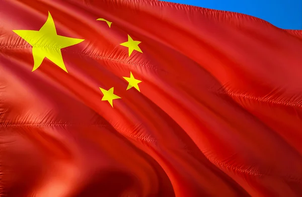 Флаг Китая Wawing Дизайн Флага Национальный Символ Китая Рендеринг Национальный — стоковое фото