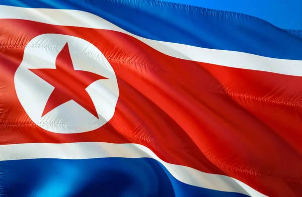 북한의 국기입니다 흔들며 디자인입니다 북한의 렌더링 벽지의 Backgroun — 스톡 사진