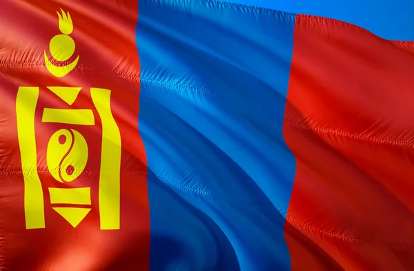 Flag Mongolia Waving Flag Design National Symbol Mongolia Rendering National — Stock Photo, Image