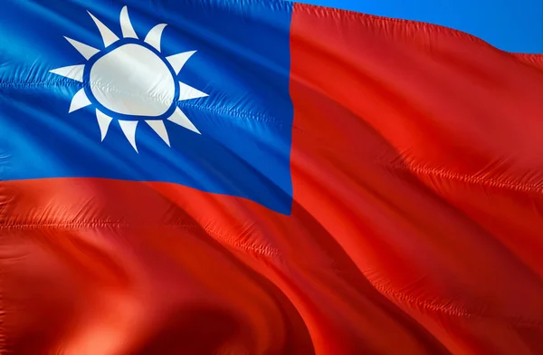 Vlag Van Taiwan Waving Vlag Ontwerp Het Nationale Symbool Van — Stockfoto