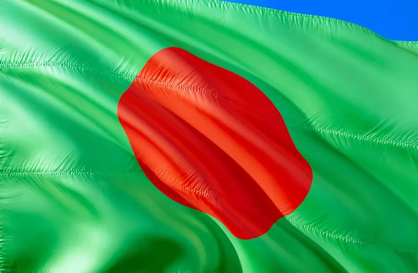 Bangladesh flag. 3D Waving flag design. The national symbol of Bangladesh, 3D rendering. Bangladeshi National colors. National flag of Bangladesh for a background. Bangladesh sign on smooth sil