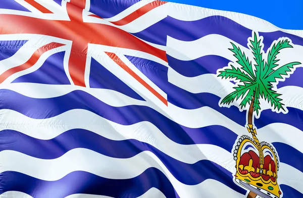 British Indian Ocean Territory flag. 3D Waving flag design. The national symbol of British Indian Ocean Territory, 3D rendering. British Indian Ocean Territory 3D Waving sign design