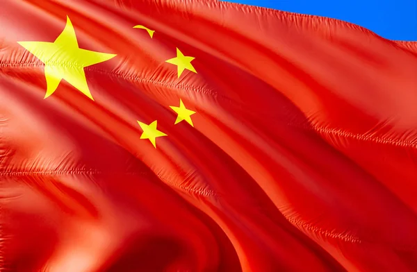 Chinese flag. 3D Waving flag design. The national symbol of China, 3D rendering. China 3D Waving sign design. Waving sign background wallpaper. 3D pattern background download HD wallpape