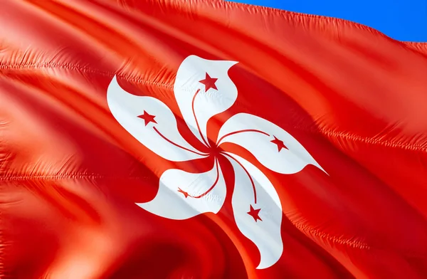 Hong Kong flag. 3D Waving flag design. The national symbol of Hong Kong, 3D rendering. Hong Kong 3D Waving sign design. Waving sign background wallpaper. 3D pattern background download HD wallpape