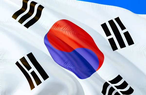 South Korean flag. 3D Waving flag design. The national symbol of South Korea, 3D rendering. South Korea 3D Waving sign design. Waving sign background wallpaper. 3D pattern background download HD wallpape