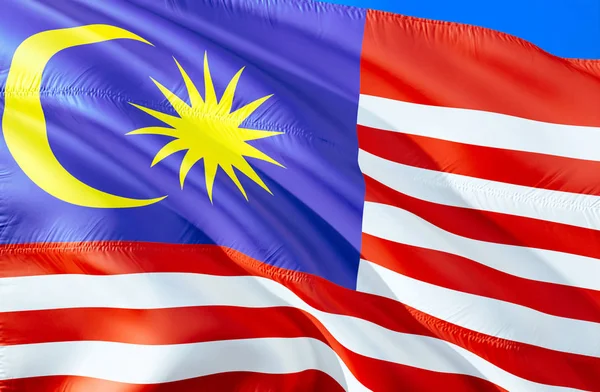 Μαλαισιανή Σημαία Σχεδίαση Κουνώντας Σημαία Εθνικό Σύμβολο Της Μαλαισίας Rendering — Φωτογραφία Αρχείου