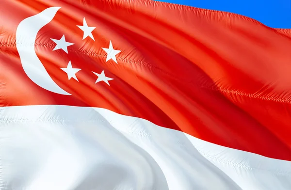 Bandeira Singapura Acenando Design Bandeira Símbolo Nacional Singapura Renderização Cingapura — Fotografia de Stock