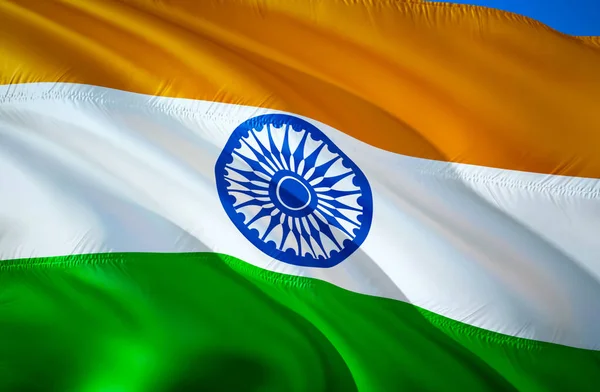 India flag. 3D Waving flag design. The national symbol of India, 3D rendering. Indian National colors. National flag of India for a background. India sign on smooth sil