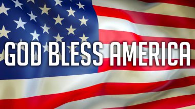 Tanrı korusun Amerika ABD bayrağı arka plan, 3d render üzerinde. Amerika Birleşik Devletleri bayrağı rüzgarda sallayarak. Gurur Amerikan bayrağı sallayarak, Amerikan Tanrı Amerika korusun kavramı. Bizi Tanrı korusun Americ ile sembol