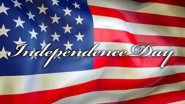 独立日在 Usa 标志背景 美国国旗在风中飘扬 骄傲的美国国旗飘扬 美国独立日的概念 我们的象征与独立达 — 图库照片
