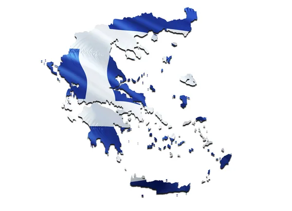 Карта Прапор Греції Рендеринга Греції Карту Прапор Національний Символ Греції — стокове фото