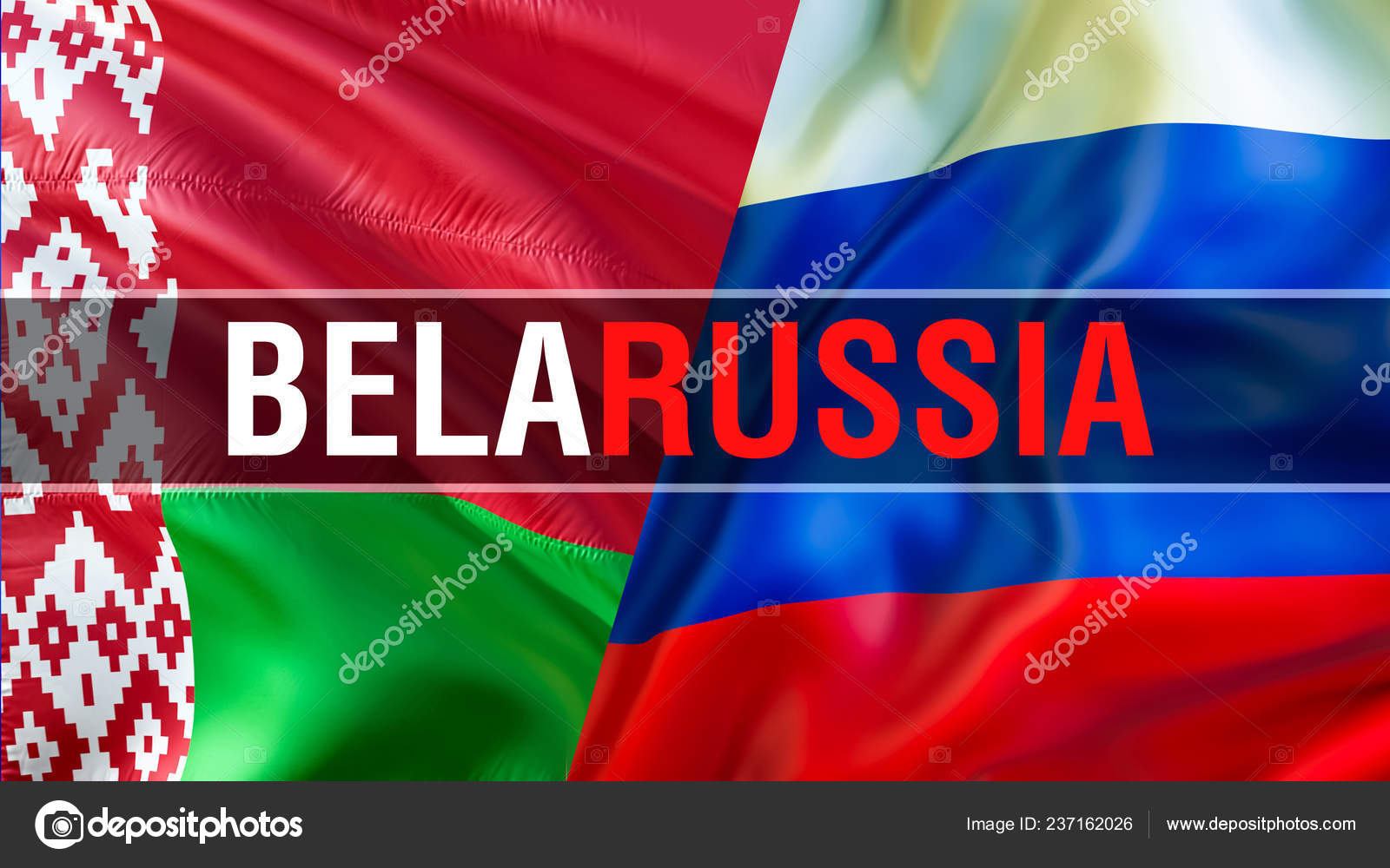 Belarussia Russia Belarus Flags Waving Flag Design Rendering Russia 
