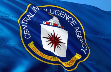 CIA bayrak 3d render rüzgarda sallayarak. CIA Amerika Birleşik Devletleri. Birleşik Devletler Gizli Servisi. Merkezi İstihbarat Teşkilatı. Güvenlik hizmeti ve uluslararası istihbarat-Moskova, 1 Ocak 201