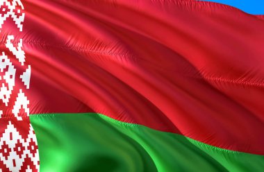 Beyaz Rusya bayrağı. 3D dalgalanan bayrak tasarım. Beyaz Rusya,'ın ulusal sembolü 3d render. Belarus arka plan duvar kağıdı'nın ulusal sembolü. 3D Şerit, duvar kağıdı, desen adam