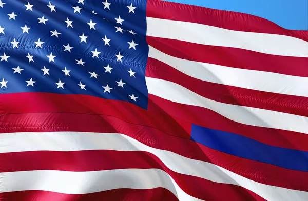 第一反应者 Usa 薄蓝线薄红线绣花美国国旗黄铜磨刀 紧急医疗救援人员 英勇的旗帜 表示您对执法的支持 — 图库照片