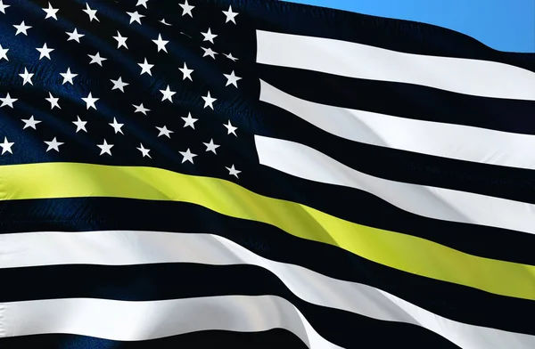 Тонка Лінія Золото Американським Прапором Прапора Представляють 911 Інші Перший — стокове фото