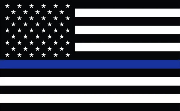 American police flag. Thin blue line flag law enforcement symbol. American Flag with Thin Blue Line. Grunge Aged Background. Monochrome gamut. Black and white.