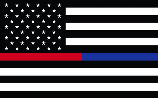第一反应者 Usa 薄蓝线薄红线绣花美国国旗黄铜磨刀 紧急医疗救援人员 英勇的旗帜 表示您对执法的支持 — 图库照片