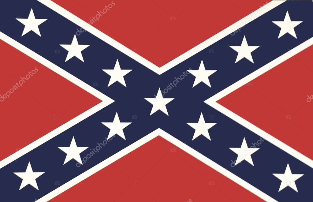 Confederate States of America flag. Historical national flag of the Confederate States of America. Known as Confederate Battle,Rebel, Southern Cross,Dixie flag. Patriotic symbol,banner. Flag of CS