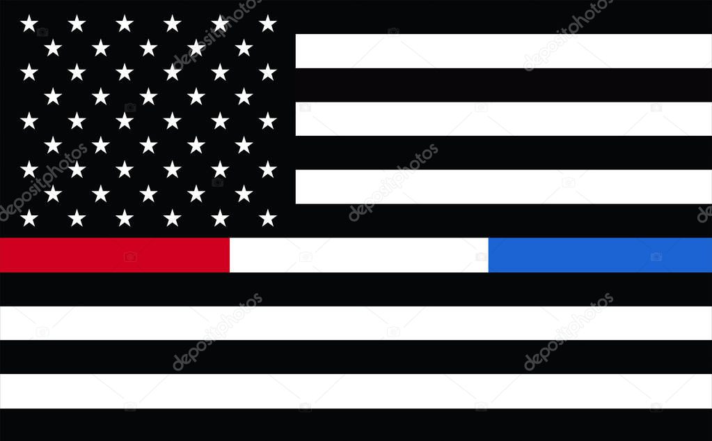Representing combined support for police, firefighters, 911, Corrections or Federal Agents United States. USA American 911 Flag. emergency medical responder. American USA EMERGENCY SERVICE fla