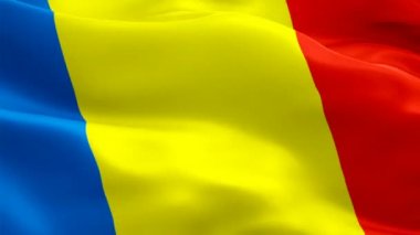 Romanya bayrağı video rüzgarda sallayarak. Gerçekçi Romanya bayrağı arka plan. Romanya bayrağı döngü Closeup 1080p Full Hd 1920 x 1080 görüntüleri. Romanya AB Avrupa ülke bayrakları / diğer Hd bayrakları kullanılabilir