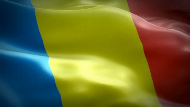 クローズ アップ 1080 1920 1080 の映像ビデオを振って風のルーマニアの旗 ルーマニア国旗を振ってします ルーマニアのシームレスなループ アニメーションのサイン ルーマニアの旗の — ストック動画