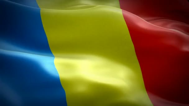 Romania Bandiera Video Sventola Nel Vento Realistico Sfondo Bandiera Rumena — Video Stock